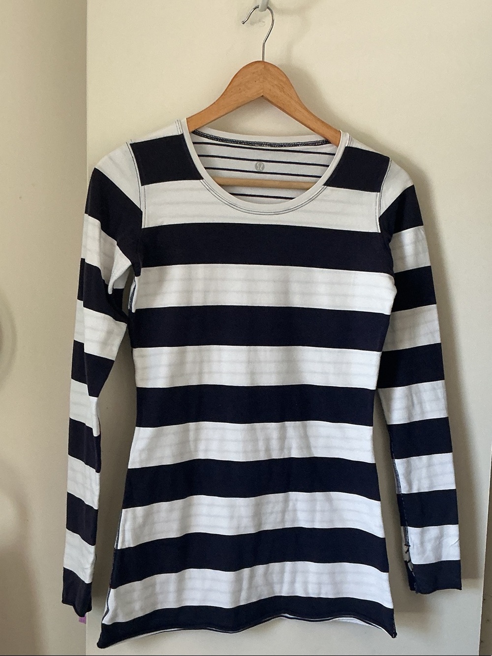 Striped Long Sleeve Tee - Navy & White by LULULEMON